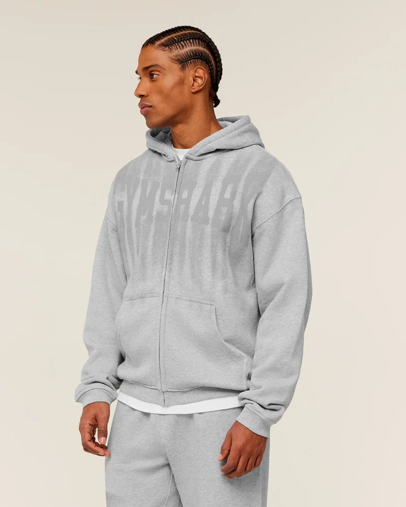 Fade Graphic Zip Trough Hoodie de Gymshark en Grey. Foto de referencia en Grey