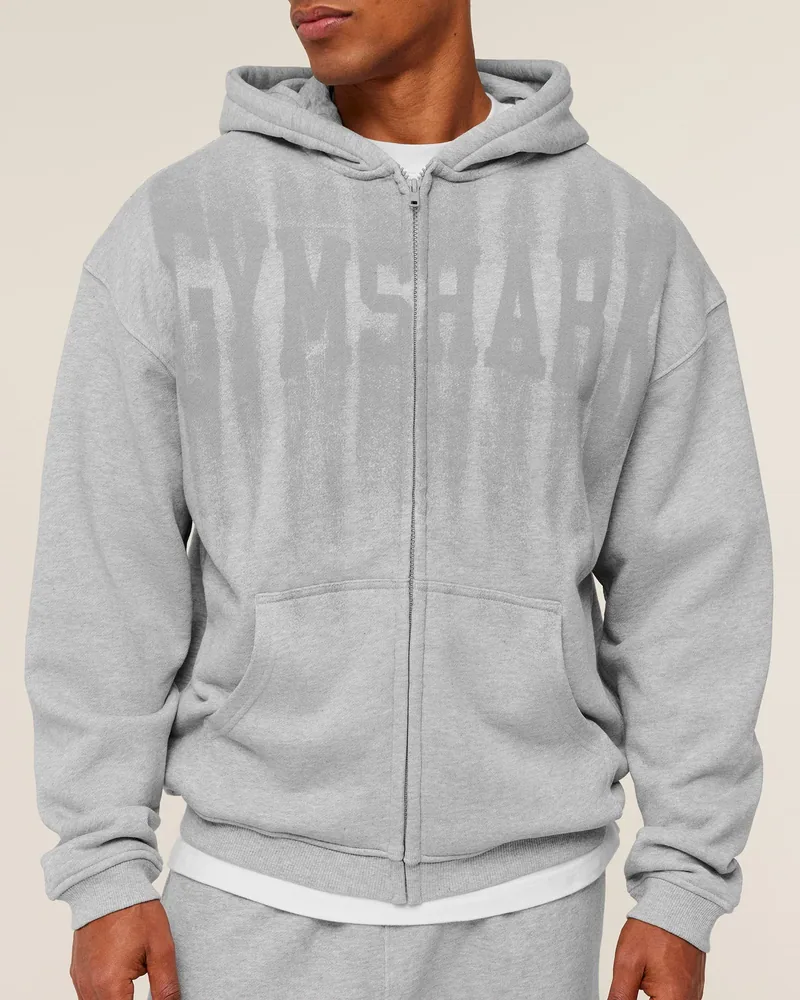 Fade Graphic Zip Trough Hoodie de Gymshark en Grey. Foto de referencia en Grey