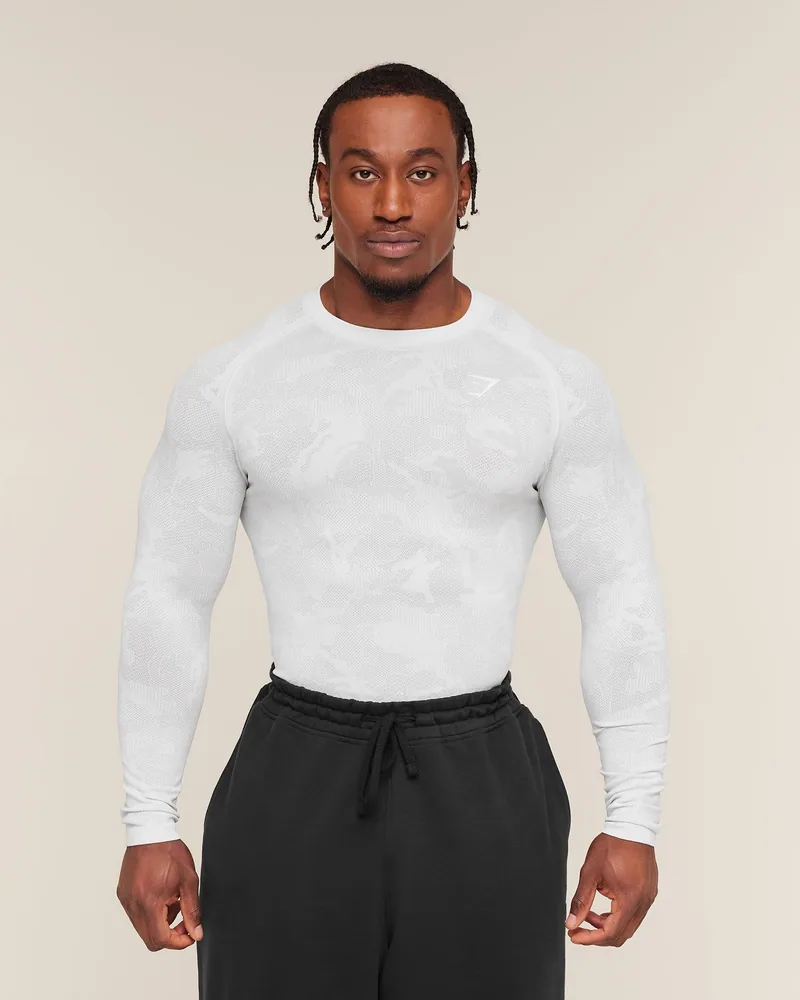 Geo Seamless Long Sleeve de Gymshark en White / Light Grey