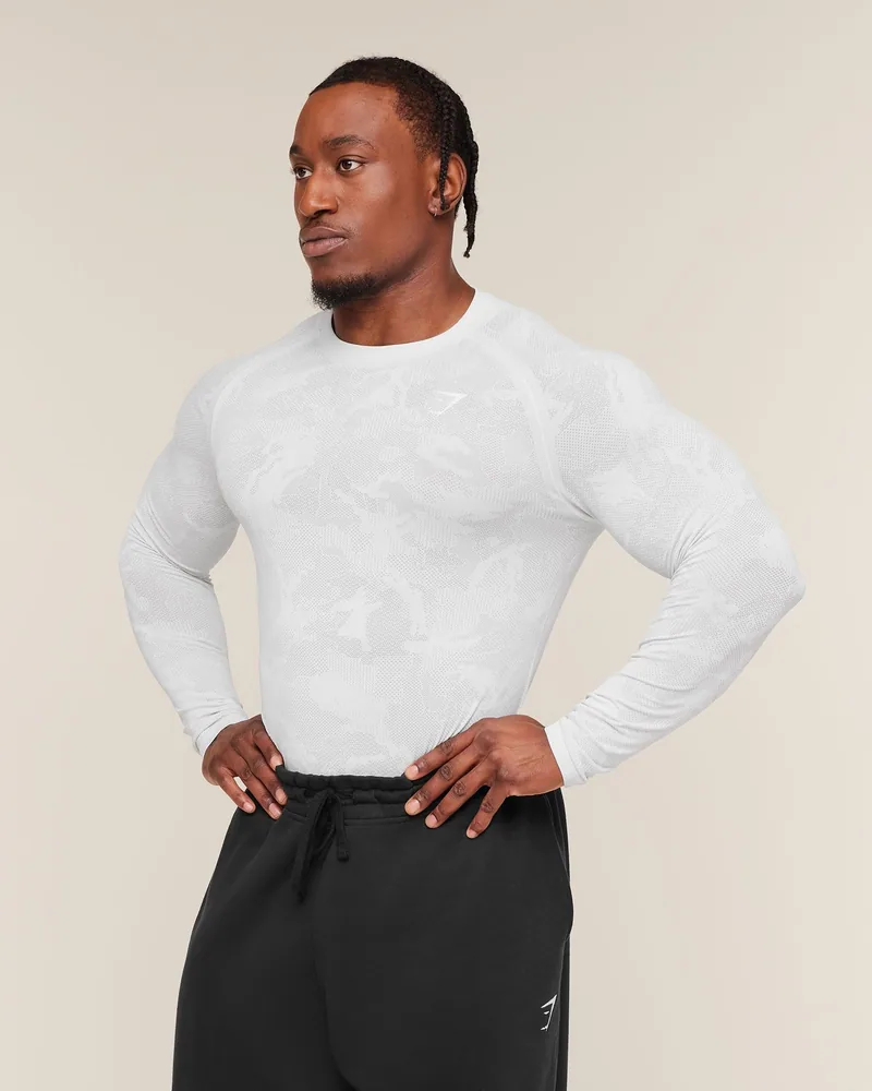 Geo Seamless Long Sleeve de Gymshark en White / Light Grey