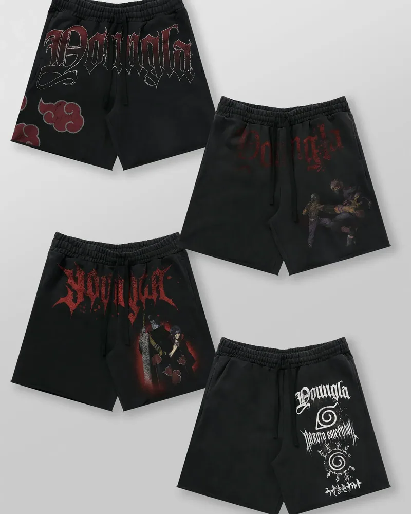 Naruto Sweat Shorts de YoungLA. Foto de referencia