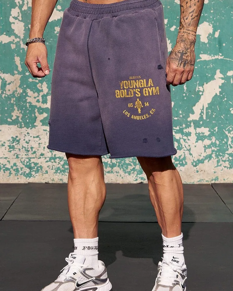 Gold's Iron Legacy Shorts de YoungLA en Navy Wash