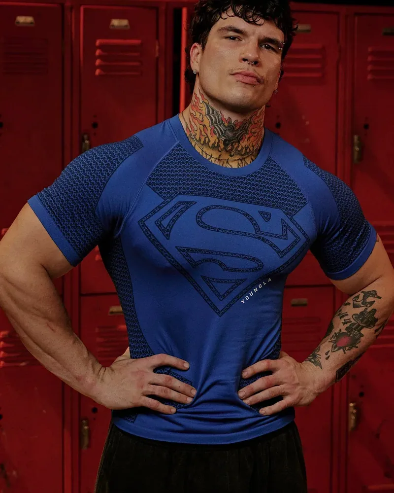Superman Compression Tees de YoungLA en Blue