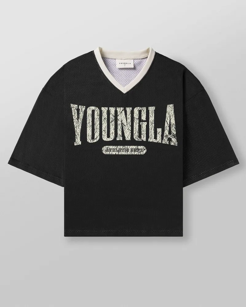 Varsity Football Cropped Jersey de YoungLA en Black