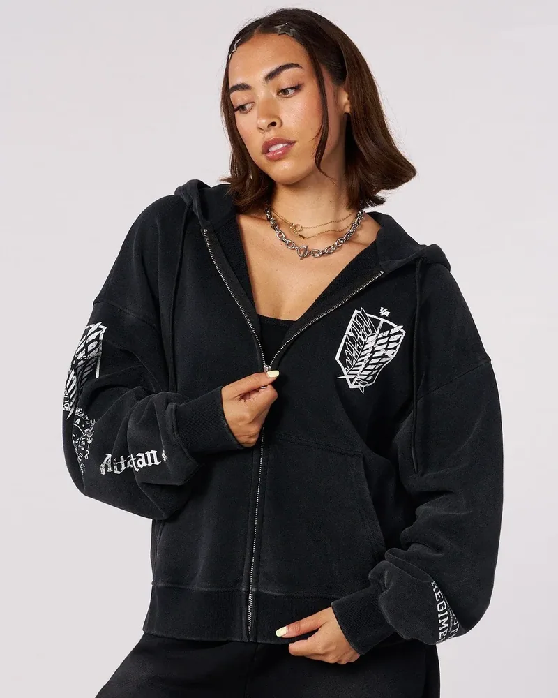 AOT x YLA Zip-Up Hoodies de YoungLA en Black