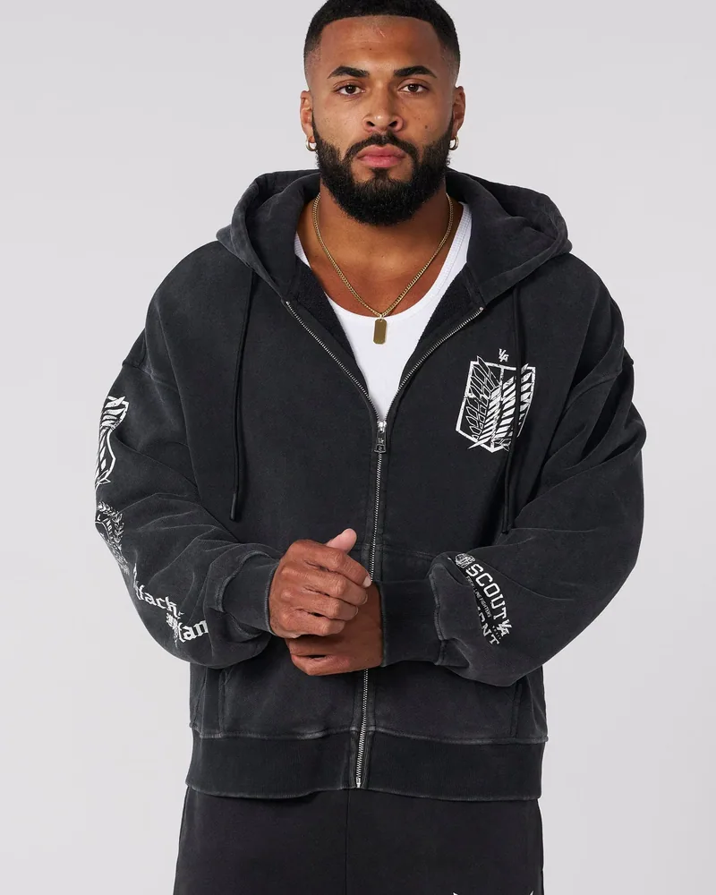 AOT x YLA Zip-Up Hoodies de YoungLA en Black