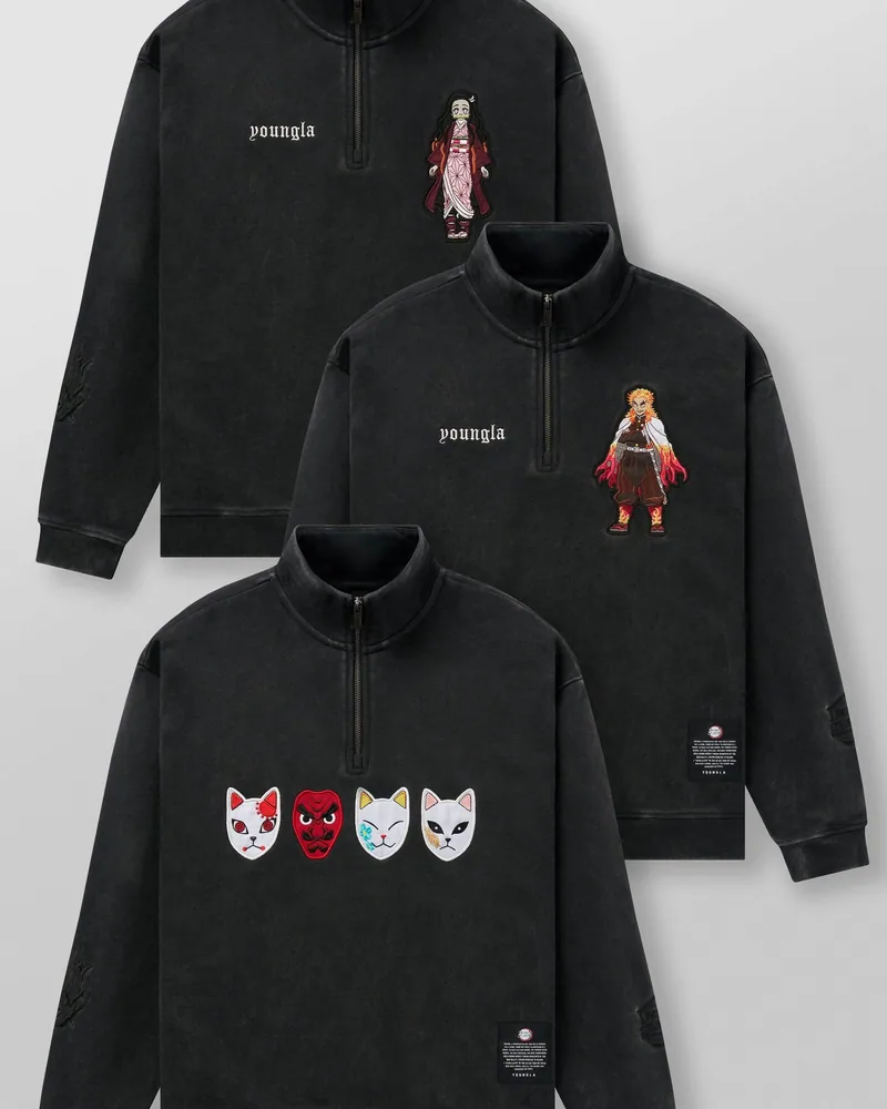 Demon Slayer: Kimetsu no Yaiba - Quarter Zip de YoungLA. Foto de referencia