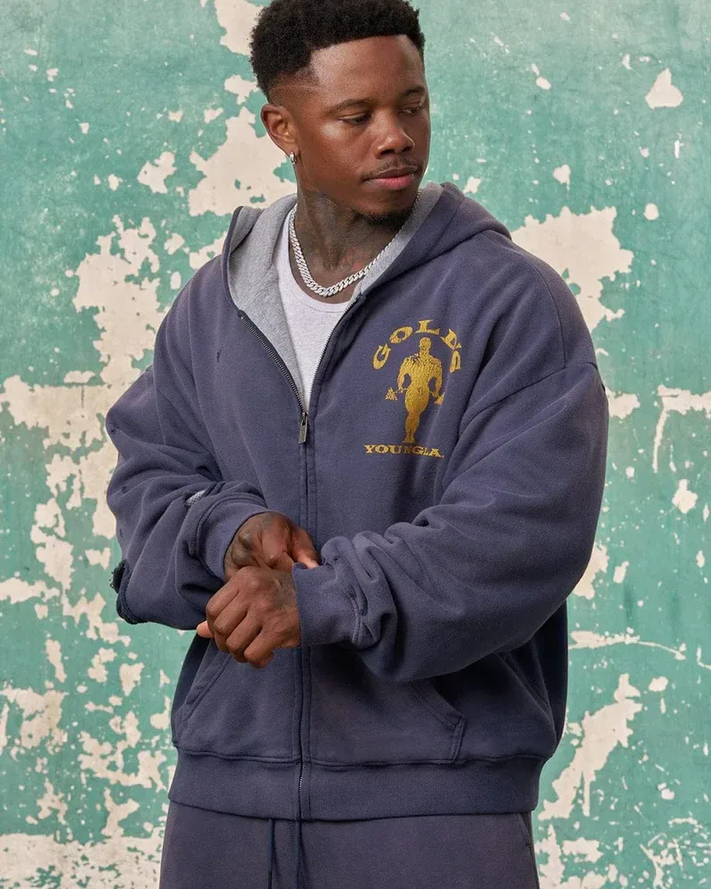 Gold's Iron Legacy Layered Zip-Ups de YoungLA en Navy Wash