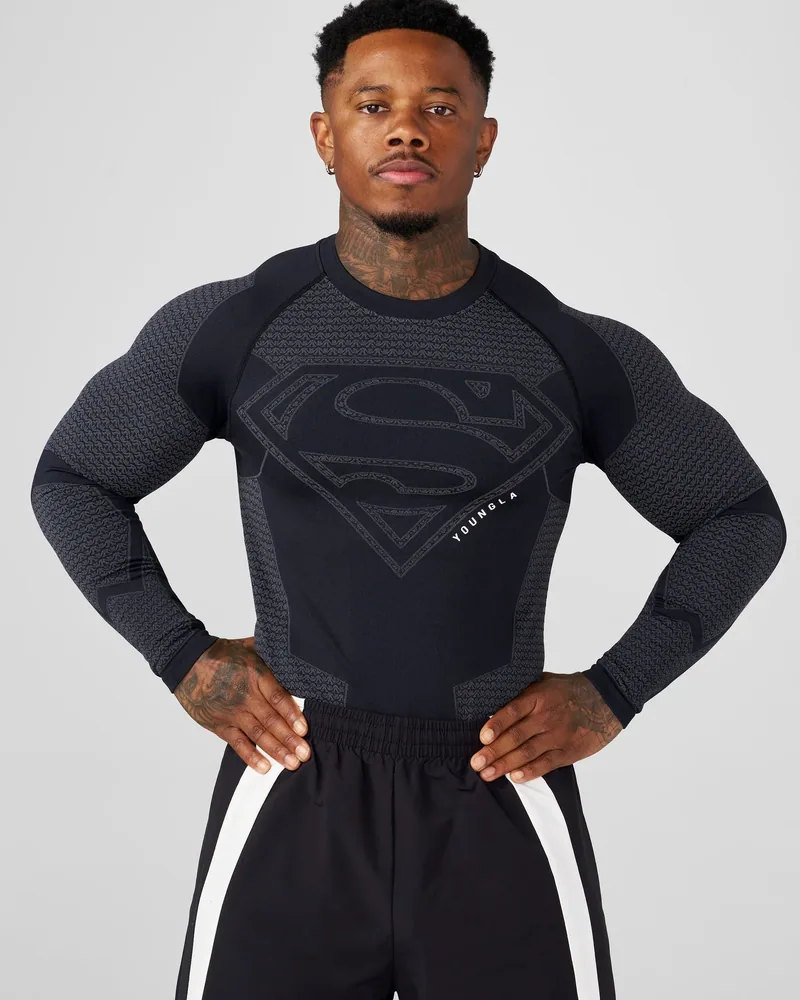 Superman Compression Longsleeves de YoungLA en Black