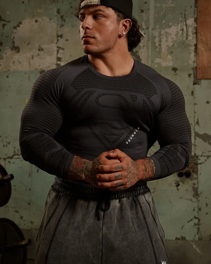 Superman Compression Longsleeves de YoungLA en Black